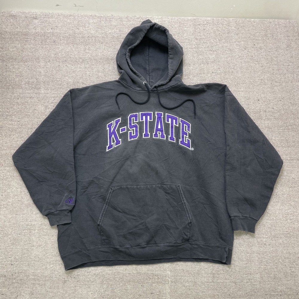 Vintage K-State Graphic Hoodie Men XL Black 2000s Sportex